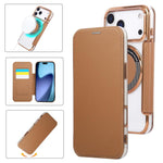 Étui de téléphone en cuir vegan à placage magnétique ultra-fin, Pour iPhone 17 Pro Max, Pour iPhone 17 Pro, Pour iPhone 17, Pour iPhone Air, Pour iPhone 16e, Pour iPhone 16 Pro Max