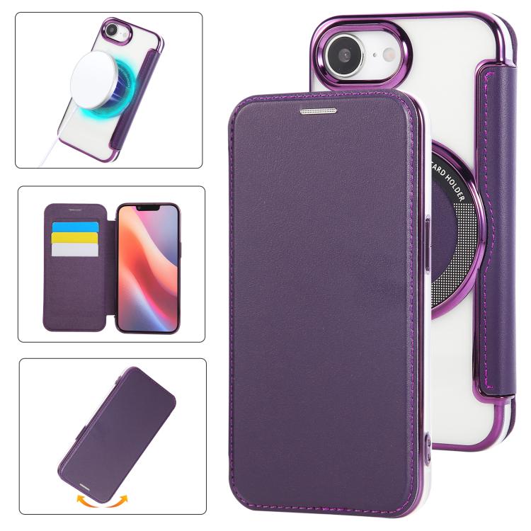 Étui de téléphone en cuir vegan à placage magnétique ultra-fin, Pour iPhone 17 Pro Max, Pour iPhone 17 Pro, Pour iPhone 17, Pour iPhone Air, Pour iPhone 16e, Pour iPhone 16 Pro Max