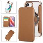 Étui de téléphone en cuir vegan à placage magnétique ultra-fin, Pour iPhone 17 Pro Max, Pour iPhone 17 Pro, Pour iPhone 17, Pour iPhone Air, Pour iPhone 16e, Pour iPhone 16 Pro Max