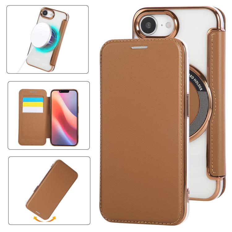 Étui de téléphone en cuir vegan à placage magnétique ultra-fin, Pour iPhone 17 Pro Max, Pour iPhone 17 Pro, Pour iPhone 17, Pour iPhone Air, Pour iPhone 16e, Pour iPhone 16 Pro Max
