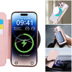 Étui de téléphone en cuir végétalien plaqué magnétique ultra-mince, pour iPhone 16 Pro, pour iPhone 16 Plus, pour iPhone 16, pour iPhone 15 Pro Max, pour iPhone 15 Pro, pour iPhone 15 Plus / 14 Plus