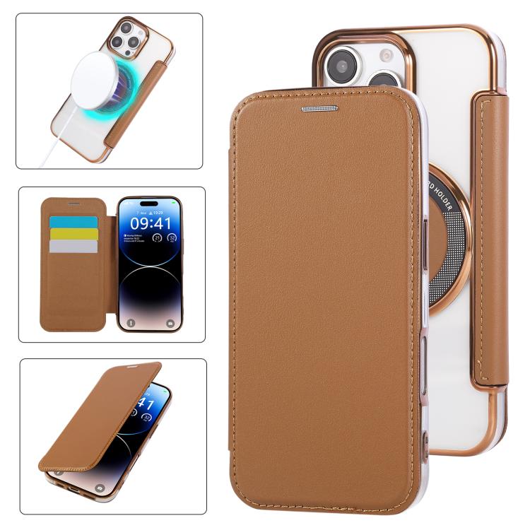 Étui de téléphone en cuir végétalien plaqué magnétique ultra-mince, pour iPhone 16 Pro, pour iPhone 16 Plus, pour iPhone 16, pour iPhone 15 Pro Max, pour iPhone 15 Pro, pour iPhone 15 Plus / 14 Plus