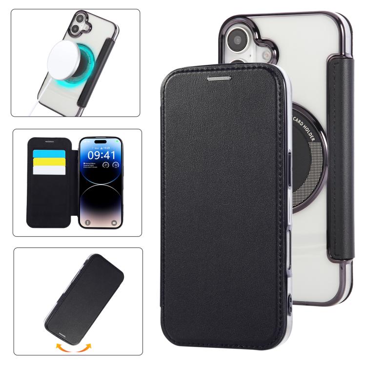 Étui de téléphone en cuir végétalien plaqué magnétique ultra-mince, pour iPhone 16 Pro, pour iPhone 16 Plus, pour iPhone 16, pour iPhone 15 Pro Max, pour iPhone 15 Pro, pour iPhone 15 Plus / 14 Plus