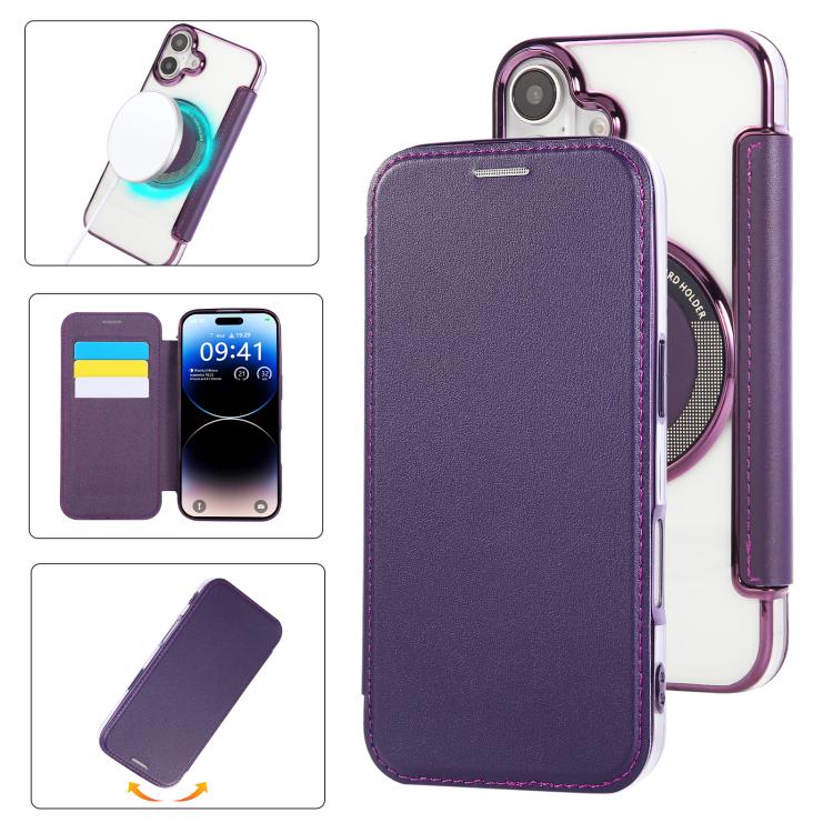 Étui de téléphone en cuir végétalien plaqué magnétique ultra-mince, pour iPhone 16 Pro, pour iPhone 16 Plus, pour iPhone 16, pour iPhone 15 Pro Max, pour iPhone 15 Pro, pour iPhone 15 Plus / 14 Plus