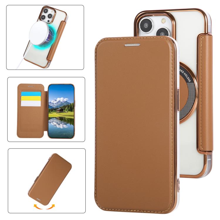 Étui de téléphone en cuir végétalien plaqué magnétique ultra-mince, pour iPhone 16 Pro, pour iPhone 16 Plus, pour iPhone 16, pour iPhone 15 Pro Max, pour iPhone 15 Pro, pour iPhone 15 Plus / 14 Plus