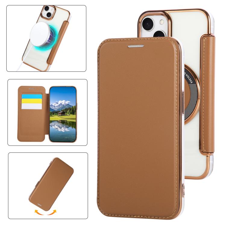 Étui de téléphone en cuir végétalien plaqué magnétique ultra-mince, pour iPhone 16 Pro, pour iPhone 16 Plus, pour iPhone 16, pour iPhone 15 Pro Max, pour iPhone 15 Pro, pour iPhone 15 Plus / 14 Plus