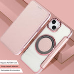 Étui de téléphone en cuir végétalien ultra-fin avec placage magnétique, Pour iPhone 15, Pour iPhone 14 / 13, Pour iPhone 14 Pro, Pour iPhone 14 Pro Max, Pour iPhone 13 Pro Max, Pour iPhone 13 Pro