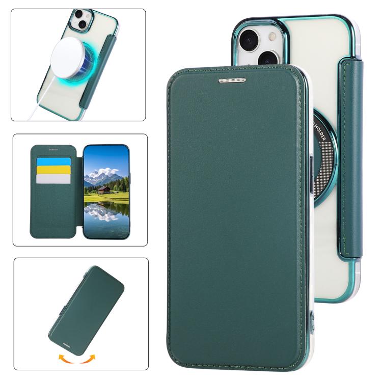 Étui de téléphone en cuir végétalien ultra-fin avec placage magnétique, Pour iPhone 15, Pour iPhone 14 / 13, Pour iPhone 14 Pro, Pour iPhone 14 Pro Max, Pour iPhone 13 Pro Max, Pour iPhone 13 Pro