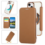 Étui de téléphone en cuir végétalien ultra-fin avec placage magnétique, Pour iPhone 15, Pour iPhone 14 / 13, Pour iPhone 14 Pro, Pour iPhone 14 Pro Max, Pour iPhone 13 Pro Max, Pour iPhone 13 Pro