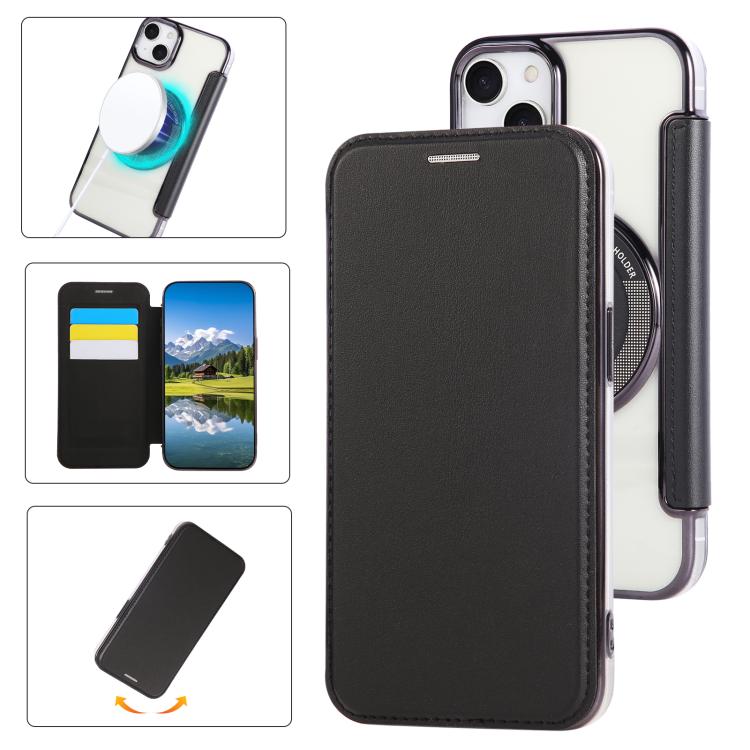 Étui de téléphone en cuir végétalien ultra-fin avec placage magnétique, Pour iPhone 15, Pour iPhone 14 / 13, Pour iPhone 14 Pro, Pour iPhone 14 Pro Max, Pour iPhone 13 Pro Max, Pour iPhone 13 Pro