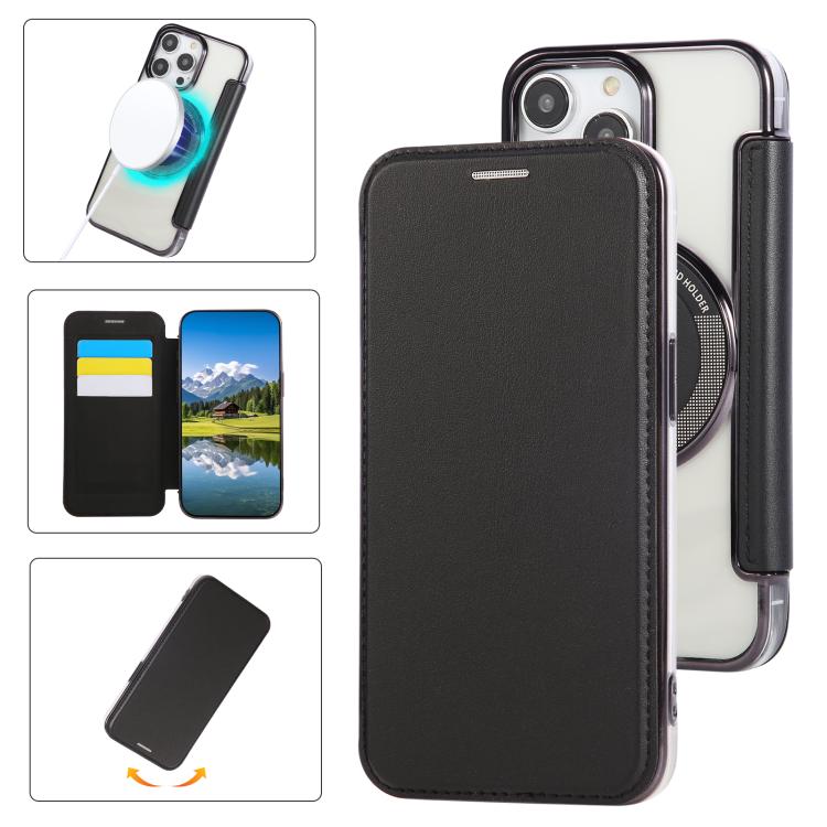 Étui de téléphone en cuir végétalien ultra-fin avec placage magnétique, Pour iPhone 15, Pour iPhone 14 / 13, Pour iPhone 14 Pro, Pour iPhone 14 Pro Max, Pour iPhone 13 Pro Max, Pour iPhone 13 Pro