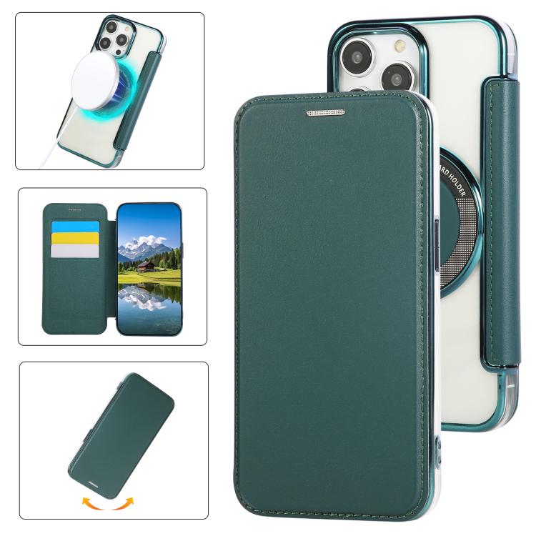 Étui de téléphone en cuir végétalien ultra-fin avec placage magnétique, Pour iPhone 15, Pour iPhone 14 / 13, Pour iPhone 14 Pro, Pour iPhone 14 Pro Max, Pour iPhone 13 Pro Max, Pour iPhone 13 Pro