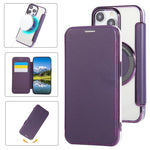 Étui de téléphone en cuir végétalien ultra-fin avec placage magnétique, Pour iPhone 15, Pour iPhone 14 / 13, Pour iPhone 14 Pro, Pour iPhone 14 Pro Max, Pour iPhone 13 Pro Max, Pour iPhone 13 Pro