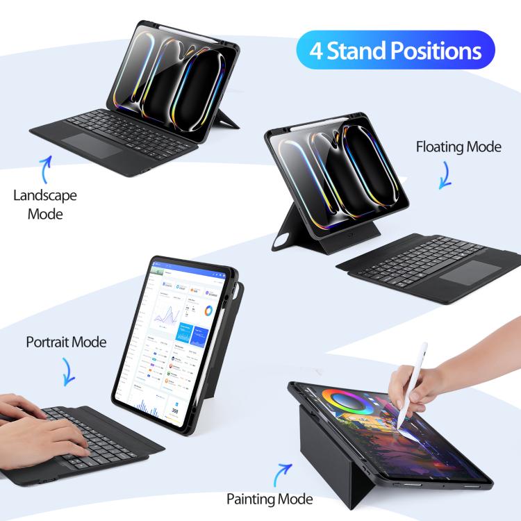 Étui de tablette DUX DUCIS DK Series avec clavier sans fil magnétique rétroéclairé en cuir vegan, pour iPad Pro 13 2025 / 2024, pour iPad Pro 11 2025 / 2024, pour iPad 2025 / 2022, pour iPad Air 11 2025 / 2024, pour iPad Air 13 2025 / 2024...