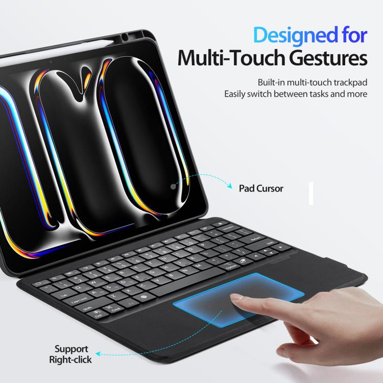 Étui de tablette DUX DUCIS DK Series avec clavier sans fil magnétique rétroéclairé en cuir vegan, pour iPad Pro 13 2025 / 2024, pour iPad Pro 11 2025 / 2024, pour iPad 2025 / 2022, pour iPad Air 11 2025 / 2024, pour iPad Air 13 2025 / 2024...