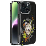Coque de téléphone magnétique électroplaquée en cuir vegan brodée de graffitis, pour iPhone 14 Plus, pour iPhone 14, pour iPhone 14 Pro, pour iPhone 14 Pro Max