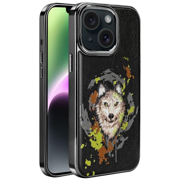 Coque de téléphone magnétique électroplaquée en cuir vegan brodée de graffitis, pour iPhone 14 Plus, pour iPhone 14, pour iPhone 14 Pro, pour iPhone 14 Pro Max