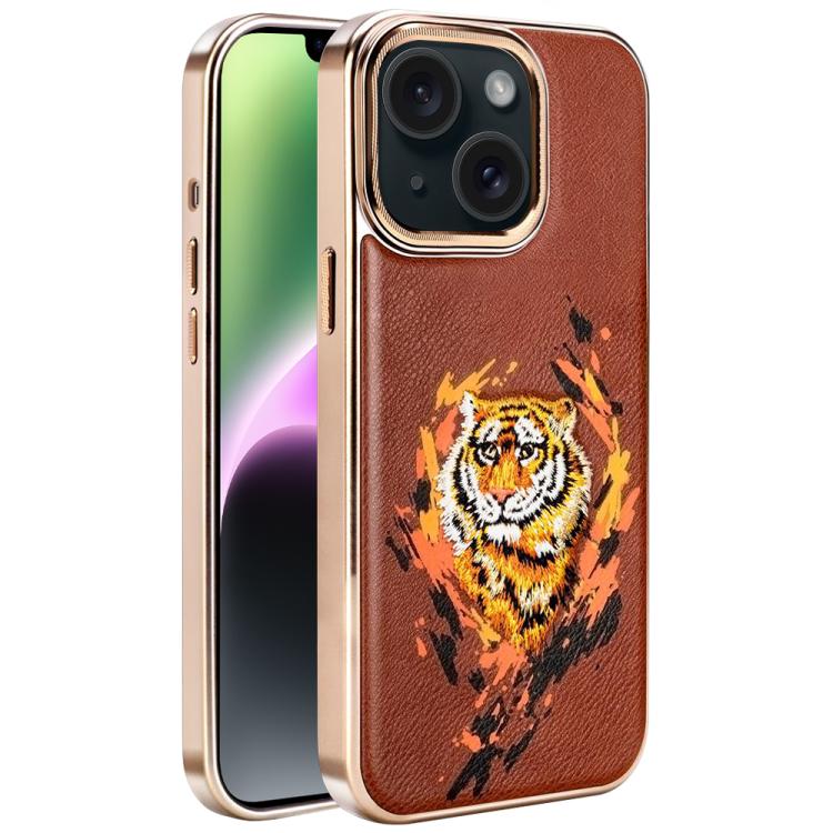 Coque de téléphone magnétique électroplaquée en cuir vegan brodée de graffitis, pour iPhone 14 Plus, pour iPhone 14, pour iPhone 14 Pro, pour iPhone 14 Pro Max