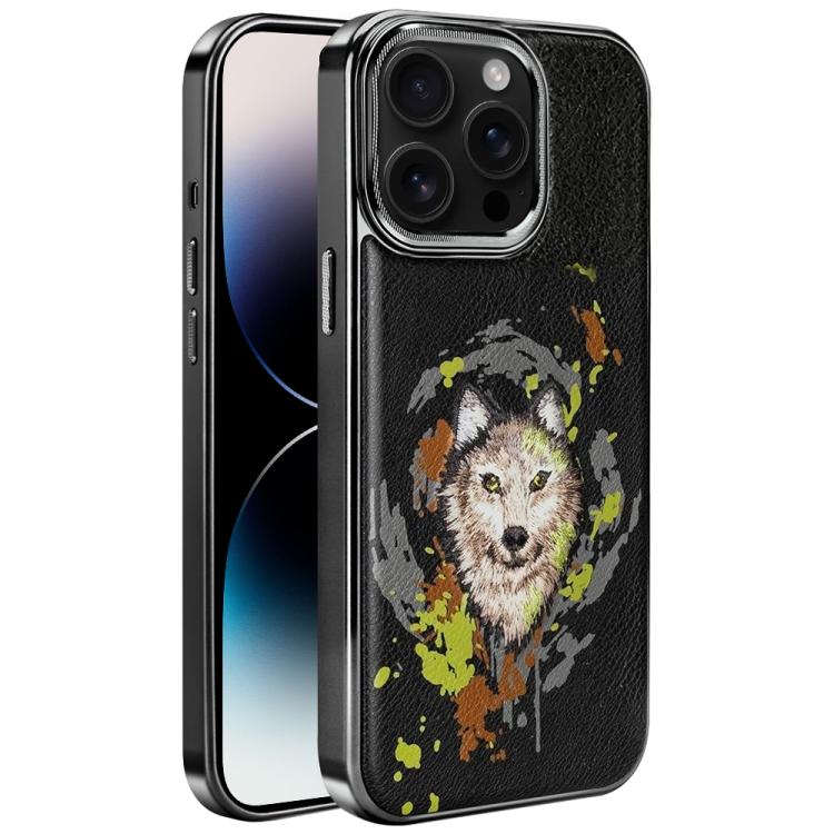 Coque de téléphone magnétique électroplaquée en cuir vegan brodée de graffitis, pour iPhone 14 Plus, pour iPhone 14, pour iPhone 14 Pro, pour iPhone 14 Pro Max