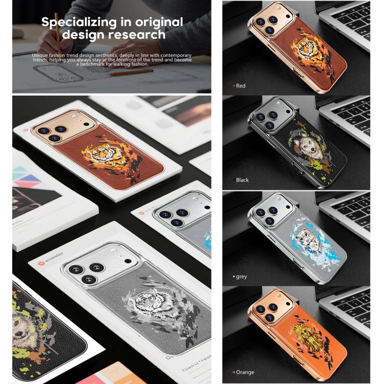 Coque de téléphone magnétique électroplaquée en cuir vegan brodée de graffitis, pour iPhone 14 Plus, pour iPhone 14, pour iPhone 14 Pro, pour iPhone 14 Pro Max