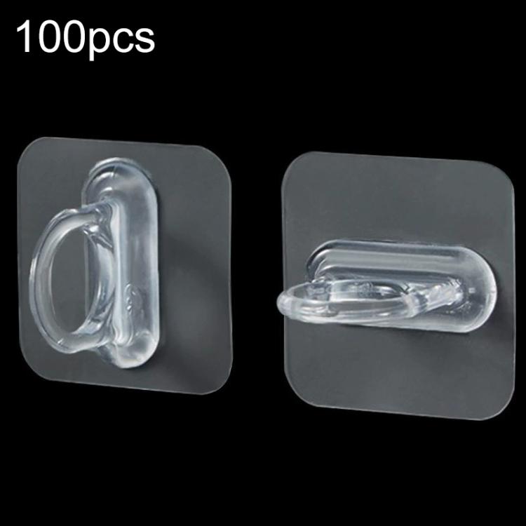 Lot de 100 crochets ronds adhésifs transparents multifonctionnels