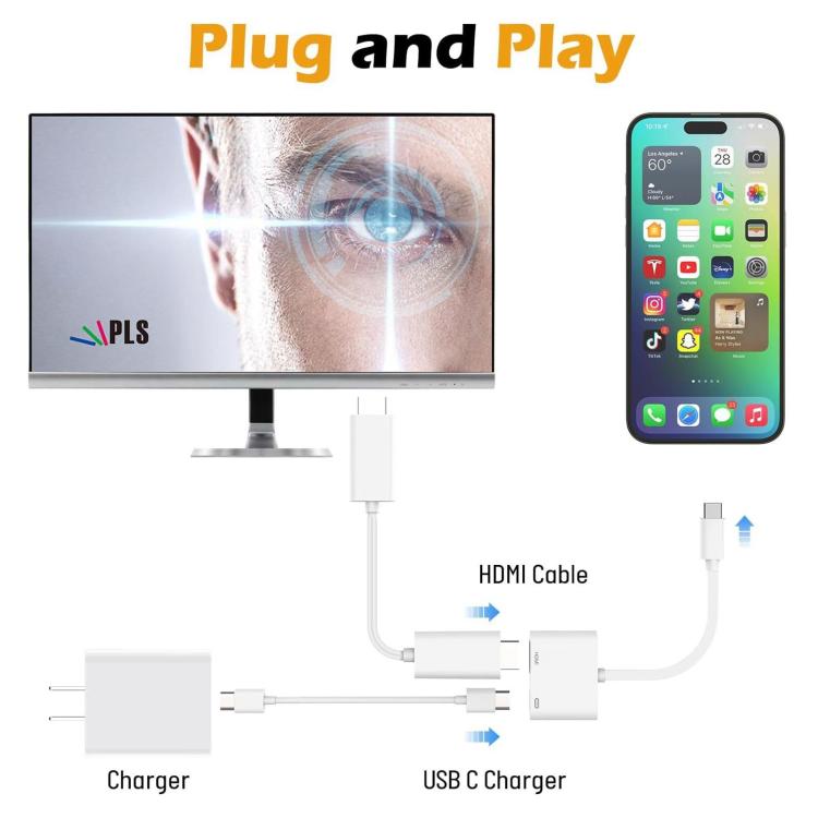 Adaptateur AV numérique USB-C/Type-C vers HDMI+USB-C/Type-C 4K/60 Hz, Type-C 4K/60 Hz