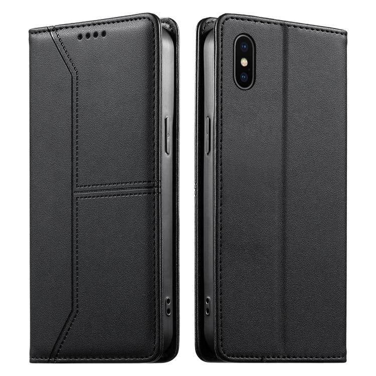 Coque de téléphone en cuir végétalien magnétique RFID avec ligne cousue, pour iPhone X / XS, pour iPhone XR, pour iPhone XS Max, pour iPhone 8 Plus / 7 Plus