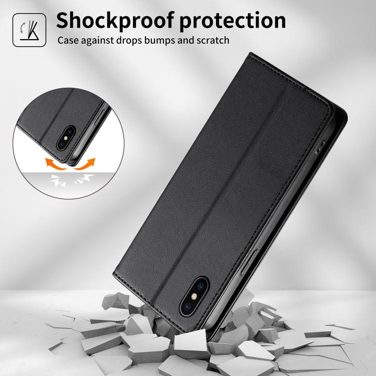 Stitched Line Magnetic RFID Vegan Leather Phone Case, For iPhone X / XS, For iPhone XR, For iPhone XS Max, For iPhone 8 Plus / 7 Plus