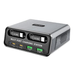 WXL-60C Station de charge de bureau multi-ports 6 en 1 avec deux câbles télescopiques intégrés, WXL-60C