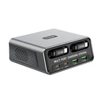 WXL-60C Station de charge de bureau multi-ports 6 en 1 avec deux câbles télescopiques intégrés, WXL-60C