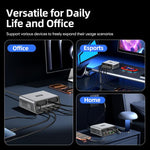 WXL-60C Station de charge de bureau multi-ports 6 en 1 avec deux câbles télescopiques intégrés, WXL-60C