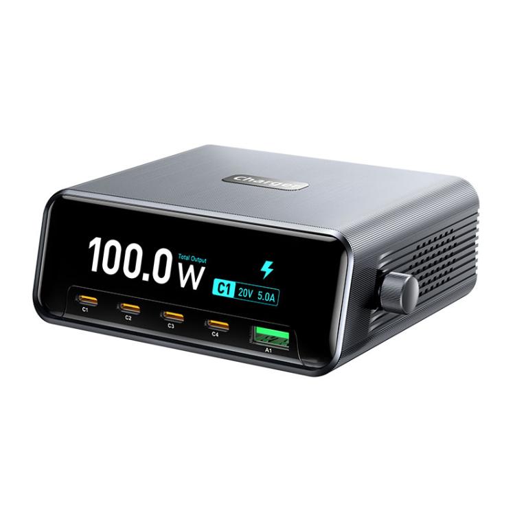 Station de charge de bureau haute puissance GaN à écran intelligent WXL-60D de 2,3 pouces, WXL-60D