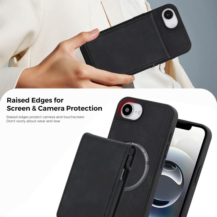 Retro Faux Leather Detachable Spring Loaded Card Bag Magnetic RFID Phone Case, For iPhone 17e / 16e, For iPhone 17 Pro Max, For iPhone 17 Pro, For iPhone 15 Plus, For iPhone 15, For iPhone 14 Plus, For iPhone 14 / 13, For iPhone 12 / 12 Pro