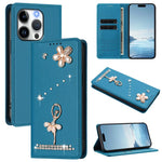 Étui de téléphone en cuir végétalien clouté de diamants motif ballerine avec protection RFID, Pour iPhone 16 Pro, Pour iPhone 16 Plus, Pour iPhone 16, Pour iPhone 15 Pro Max, Pour iPhone 15 Pro, Pour iPhone 15 Plus