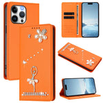 Étui de téléphone en cuir végétalien clouté de diamants motif ballerine avec protection RFID, Pour iPhone 16 Pro, Pour iPhone 16 Plus, Pour iPhone 16, Pour iPhone 15 Pro Max, Pour iPhone 15 Pro, Pour iPhone 15 Plus