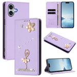 Étui de téléphone en cuir végétalien clouté de diamants motif ballerine avec protection RFID, Pour iPhone 16 Pro, Pour iPhone 16 Plus, Pour iPhone 16, Pour iPhone 15 Pro Max, Pour iPhone 15 Pro, Pour iPhone 15 Plus
