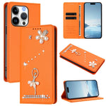 Étui de téléphone en cuir végétalien clouté de diamants motif ballerine avec protection RFID, Pour iPhone 16 Pro, Pour iPhone 16 Plus, Pour iPhone 16, Pour iPhone 15 Pro Max, Pour iPhone 15 Pro, Pour iPhone 15 Plus