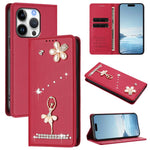Étui de téléphone en cuir végétalien clouté de diamants motif ballerine avec protection RFID, Pour iPhone 16 Pro, Pour iPhone 16 Plus, Pour iPhone 16, Pour iPhone 15 Pro Max, Pour iPhone 15 Pro, Pour iPhone 15 Plus