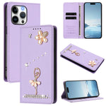 Étui de téléphone en cuir végétalien Ballet Girl avec diamants et protection RFID, pour iPhone 17e / 16e, pour iPhone 17 Pro Max, pour iPhone 17 Pro, pour iPhone 17, pour iPhone Air, pour iPhone 16 Pro Max