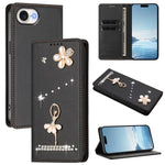 Étui de téléphone en cuir végétalien Ballet Girl avec diamants et protection RFID, pour iPhone 17e / 16e, pour iPhone 17 Pro Max, pour iPhone 17 Pro, pour iPhone 17, pour iPhone Air, pour iPhone 16 Pro Max