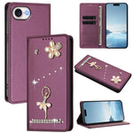 Étui de téléphone en cuir végétalien Ballet Girl avec diamants et protection RFID, pour iPhone 17e / 16e, pour iPhone 17 Pro Max, pour iPhone 17 Pro, pour iPhone 17, pour iPhone Air, pour iPhone 16 Pro Max