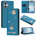 Étui de téléphone en cuir végétalien Ballet Girl avec diamants et protection RFID, pour iPhone 17e / 16e, pour iPhone 17 Pro Max, pour iPhone 17 Pro, pour iPhone 17, pour iPhone Air, pour iPhone 16 Pro Max