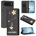Étui de téléphone en cuir végétalien Ballet Girl avec diamants et protection RFID, pour iPhone 17e / 16e, pour iPhone 17 Pro Max, pour iPhone 17 Pro, pour iPhone 17, pour iPhone Air, pour iPhone 16 Pro Max