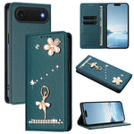 Étui de téléphone en cuir végétalien Ballet Girl avec diamants et protection RFID, pour iPhone 17e / 16e, pour iPhone 17 Pro Max, pour iPhone 17 Pro, pour iPhone 17, pour iPhone Air, pour iPhone 16 Pro Max