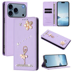 Étui de téléphone en cuir végétalien Ballet Girl avec diamants et protection RFID, pour iPhone 17e / 16e, pour iPhone 17 Pro Max, pour iPhone 17 Pro, pour iPhone 17, pour iPhone Air, pour iPhone 16 Pro Max