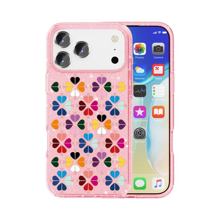 Glittering Crystal Red Heart Pattern Phone Case, For iPhone 17 Pro Max, For iPhone 17 Pro