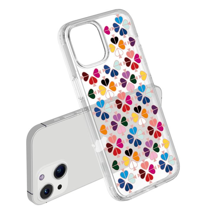 Coque de téléphone transparente en cristal avec motif cœur rouge, pour iPhone 13
