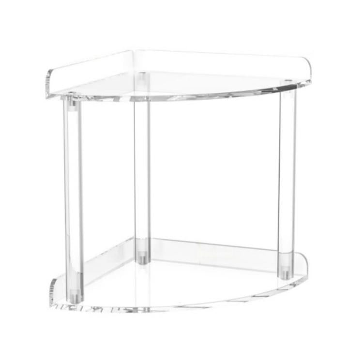 Étagère de Rangement d'Angle Double Couche en Acrylique Transparent, Organisateur de Bureau