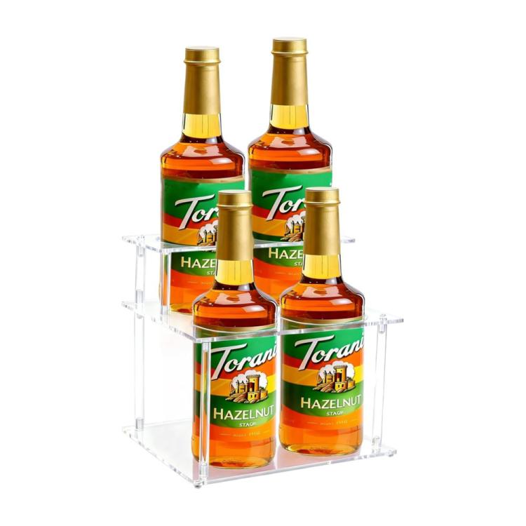 Présentoir de rangement pour sirops de café en acrylique transparent à double couche, pour comptoir de bar ou de cave à vin