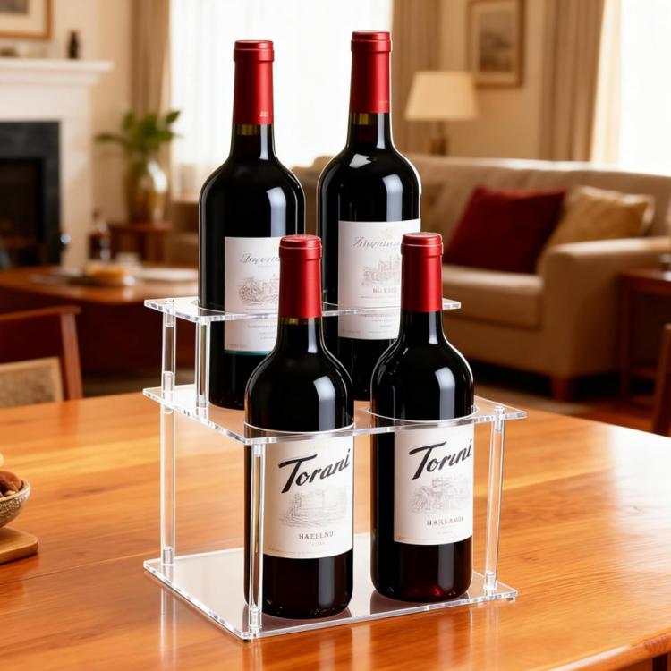Présentoir de rangement pour sirops de café en acrylique transparent à double couche, pour comptoir de bar ou de cave à vin